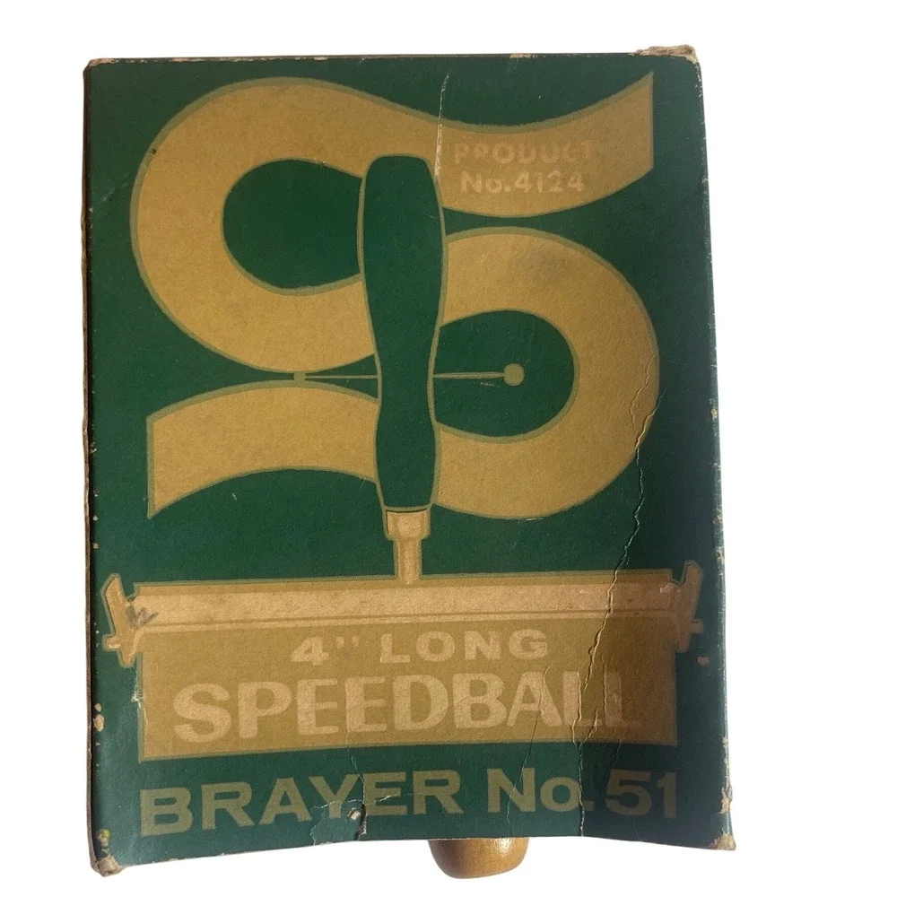 Vintage Speedball Brayer No 51 4in‎ Printmaking Roller Wood Handle USA Tool